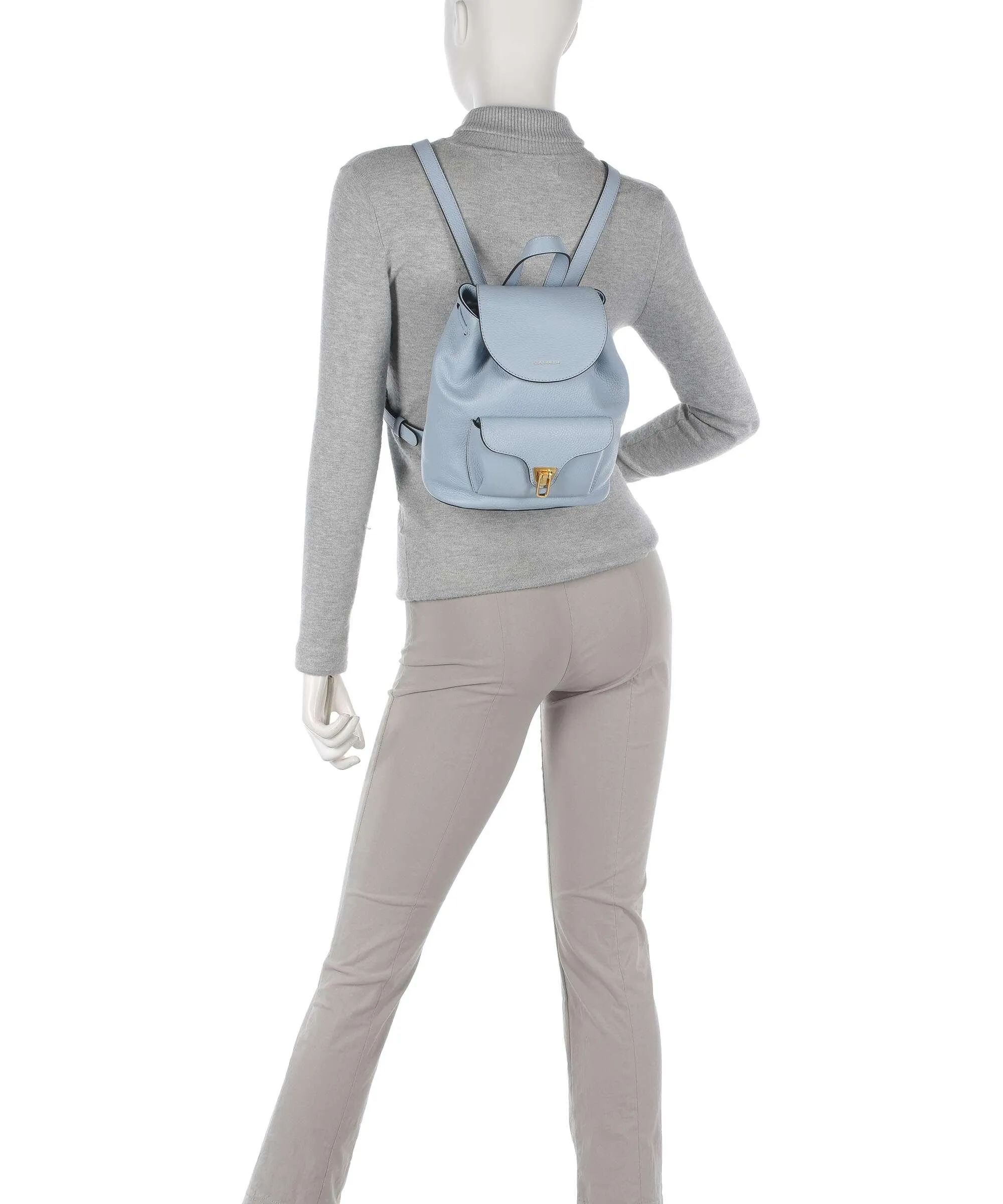  Coccinelle Beat Soft Zaino pelle di vacchetta grana blu chiaro  