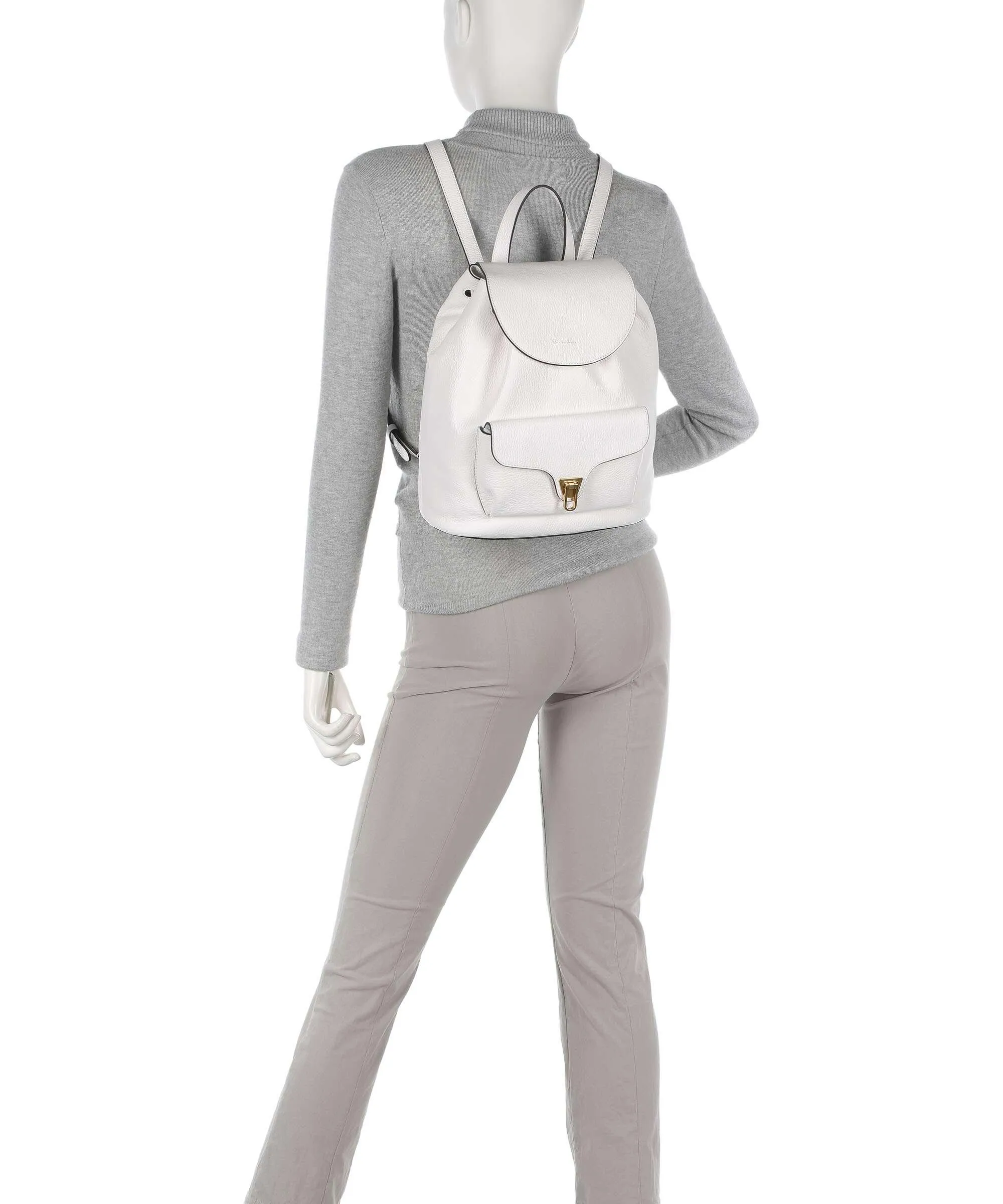  Coccinelle Beat Soft Zaino pelle granulata bianco  